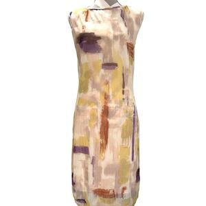 Unger Abstract Print Sleeveless Mesh Dress Casual Career Party‎ Cocktail Medium